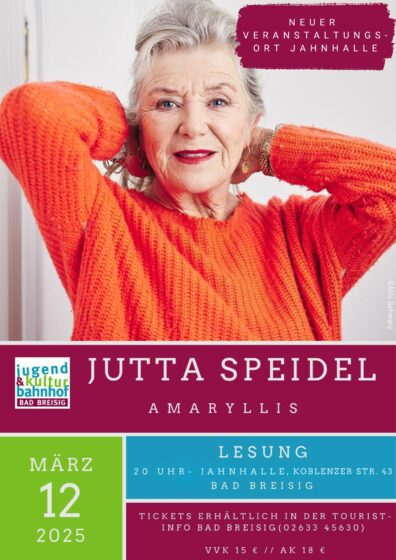 Lesung mit Jutta Speidel am 12. März in der Jahnhalle Bad Breisig